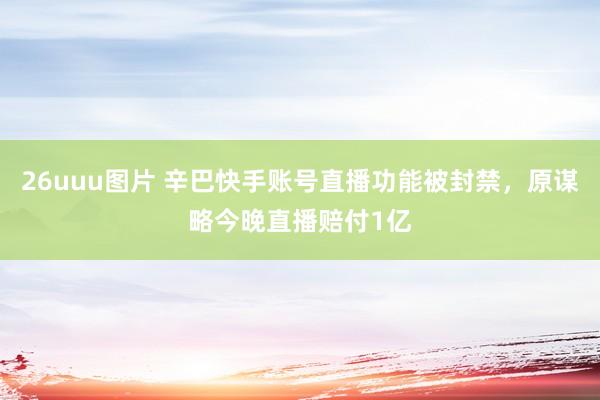 26uuu图片 辛巴快手账号直播功能被封禁，原谋略今晚直播赔付1亿