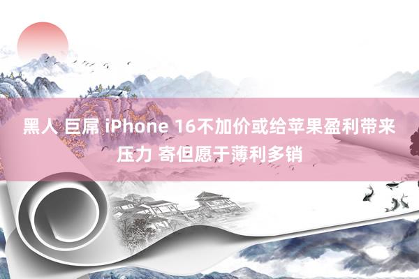 黑人 巨屌 iPhone 16不加价或给苹果盈利带来压力 寄但愿于薄利多销