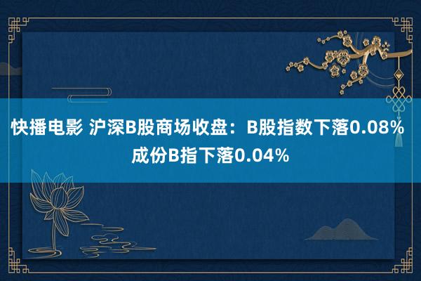 快播电影 沪深B股商场收盘：B股指数下落0.08% 成份B指下落0.04%