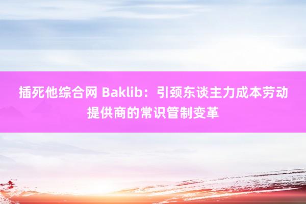 插死他综合网 Baklib：引颈东谈主力成本劳动提供商的常识管制变革