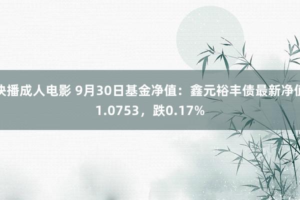 快播成人电影 9月30日基金净值：鑫元裕丰债最新净值1.0753，跌0.17%