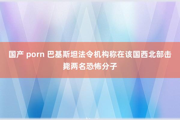 国产 porn 巴基斯坦法令机构称在该国西北部击毙两名恐怖分子