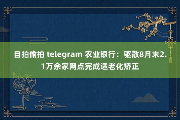 自拍偷拍 telegram 农业银行：驱散8月末2.1万余家网点完成适老化矫正