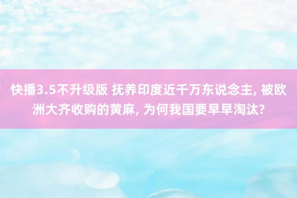 快播3.5不升级版 抚养印度近千万东说念主， 被欧洲大齐收购的黄麻， 为何我国要早早淘汰?