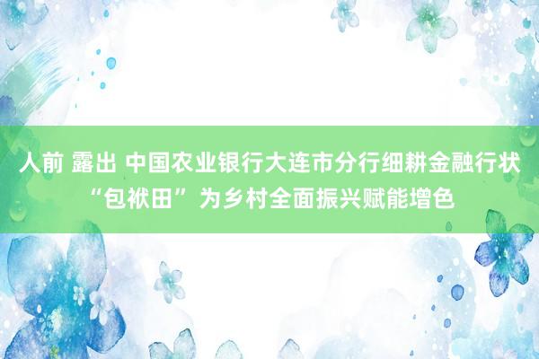 人前 露出 中国农业银行大连市分行细耕金融行状“包袱田” 为乡村全面振兴赋能增色