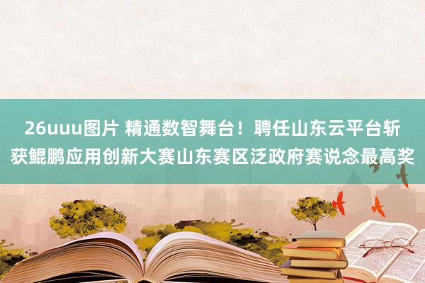 26uuu图片 精通数智舞台！聘任山东云平台斩获鲲鹏应用创新大赛山东赛区泛政府赛说念最高奖