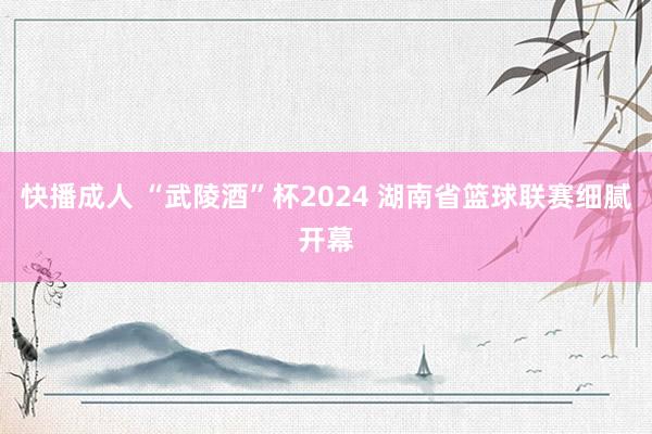 快播成人 “武陵酒”杯2024 湖南省篮球联赛细腻开幕