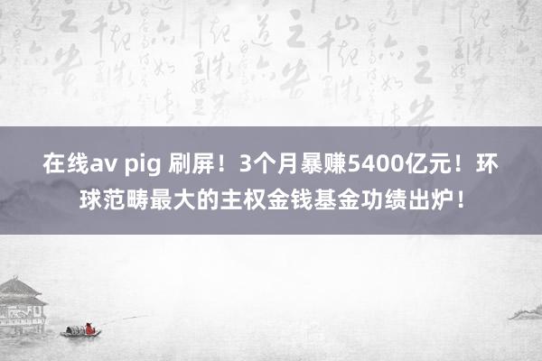 在线av pig 刷屏！3个月暴赚5400亿元！环球范畴最大的主权金钱基金功绩出炉！