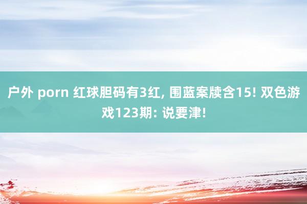 户外 porn 红球胆码有3红， 围蓝案牍含15! 双色游戏123期: 说要津!