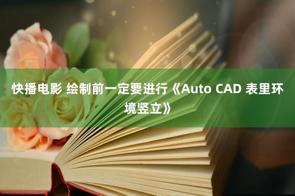 快播电影 绘制前一定要进行《Auto CAD 表里环境竖立》