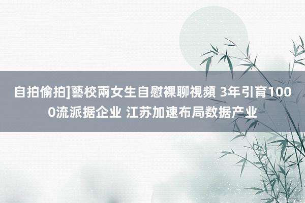 自拍偷拍]藝校兩女生自慰裸聊視頻 3年引育1000流派据企业 江苏加速布局数据产业