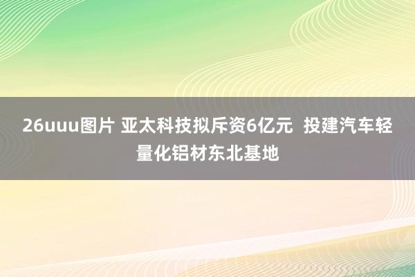 26uuu图片 亚太科技拟斥资6亿元  投建汽车轻量化铝材东北基地