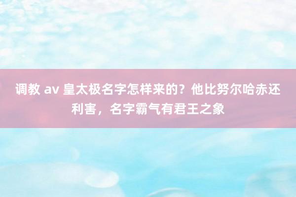 调教 av 皇太极名字怎样来的？他比努尔哈赤还利害，名字霸气有君王之象