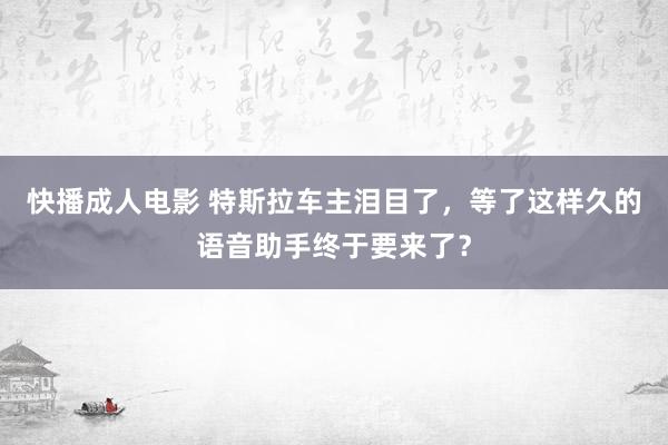 快播成人电影 特斯拉车主泪目了，等了这样久的语音助手终于要来了？